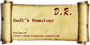 Deák Romulusz névjegykártya